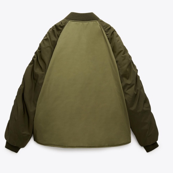 Zara khaki green voluminous bomber puffer jacket NWT - Picture 11 of 11